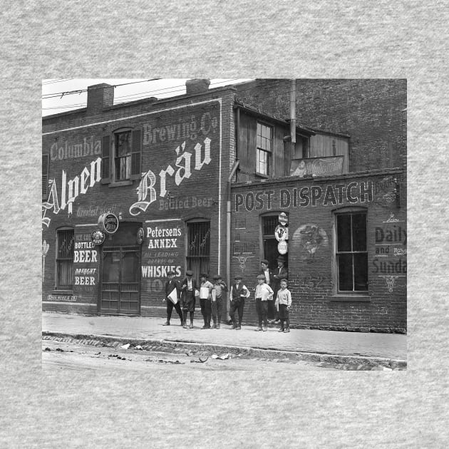 Newsboys Outside a Saloon, 1910. Vintage Photo by historyphoto